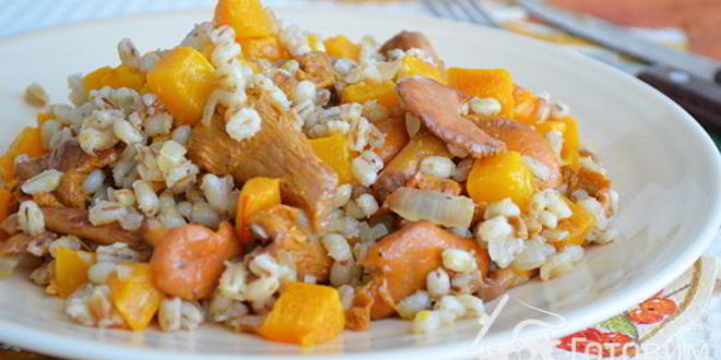 Рецепт перловки с тыквой и лисичками