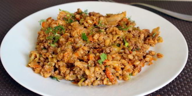 Рецепт вкусной перловой каши с мясным фаршем и овощами