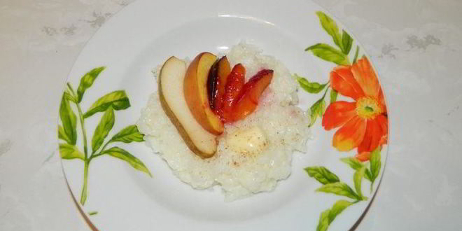 Рецепт рисовой каши с запеченными фруктами