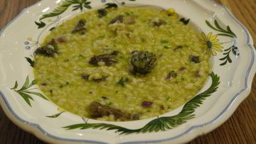 Рецепт Рисовой каши со сморчками и зеленым горошком