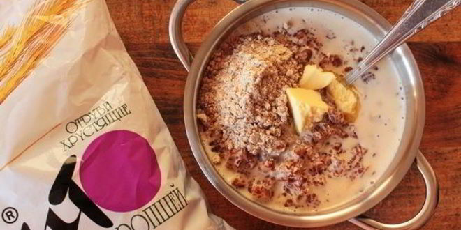 Рецепт сливочной каши с корицей и хрустящими отрубями