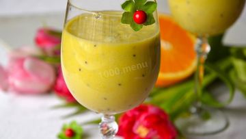 Рецепт Апельсинового коктейля с киви и сливками