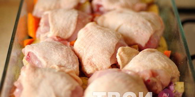 Рецепт курицы в кофейной глазури, запеченная с овощами