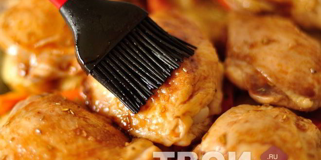 Рецепт курицы в кофейной глазури, запеченная с овощами