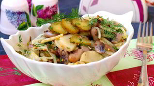 Рецепт Картофельного салата с фасолью и шампиньонами