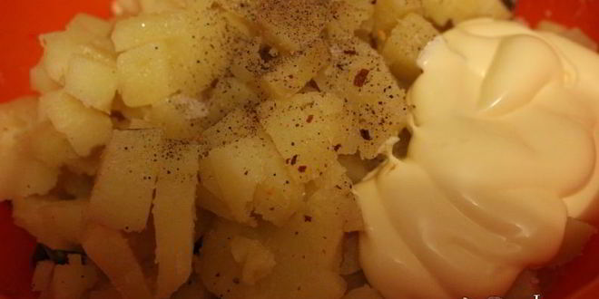 Рецепт картофельного салата с красной фасолью