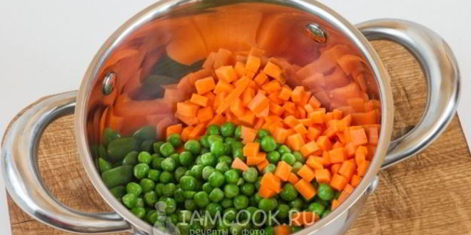 Рецепт картофельного салата с морковью и горошком