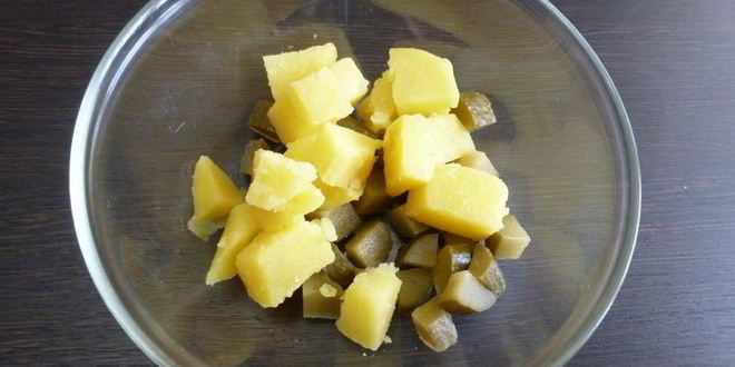 Рецепт картофельного салата с жареными шампиньонами