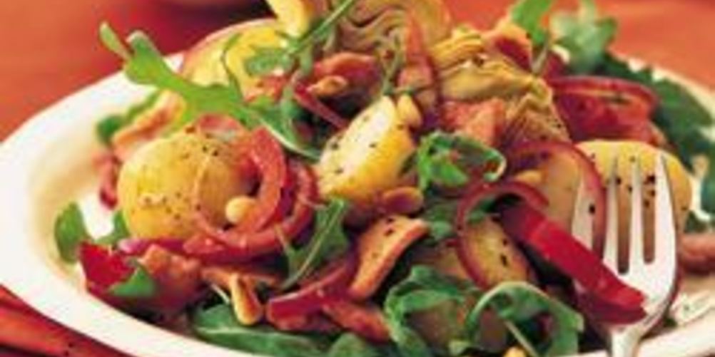 Как приготовить теплый картофельный салат с артишоками