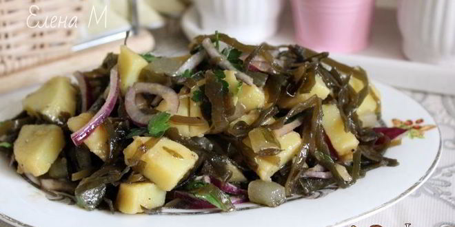 Рецепт теплого картофельного салата с морской капустой