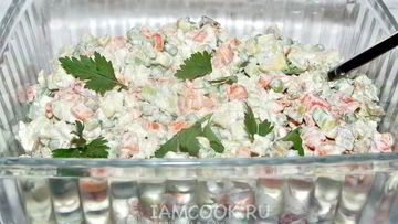 Рецепт Оливье с авокадо и семгой