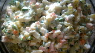 Рецепт Оливье с копченой курицей