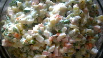 Рецепт Оливье с копченой курицей