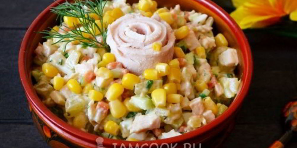 Как приготовить оливье с курицей и кукурузой