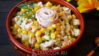 Рецепт Оливье с курицей и кукурузой