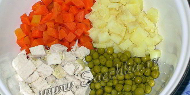 Рецепт оливье с курицей