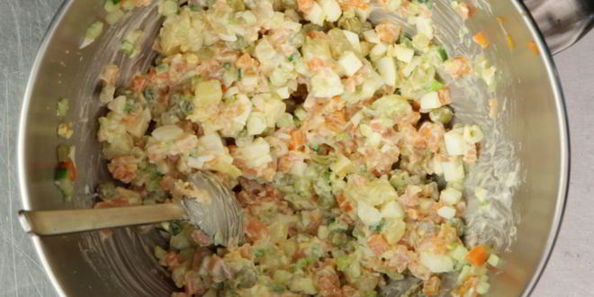 Рецепт оливье с лососем