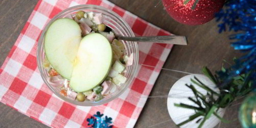 Как приготовить оливье с зеленым яблоком