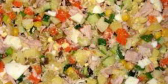 Рецепт салата оливье с кукурузой