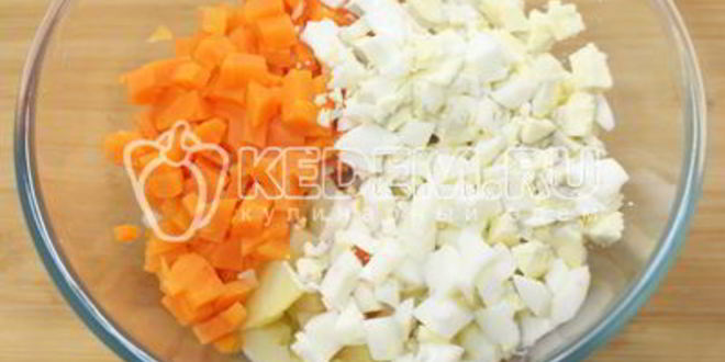 Рецепт салата оливье с курицей и икорной закуской