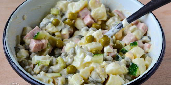 Рецепт салата оливье со свежим огурцом