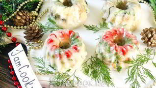 Рецепт Заливного салата Оливье со шпротами