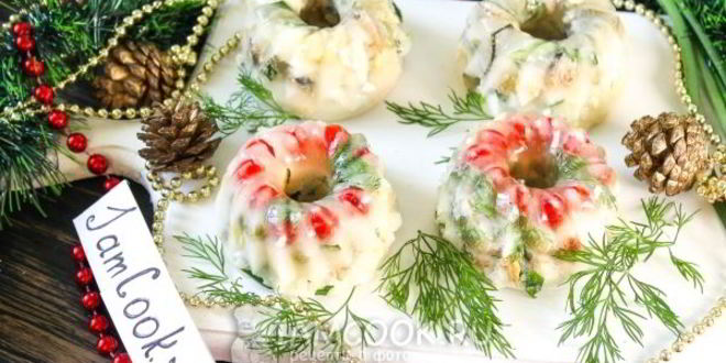 Рецепт заливного салата оливье со шпротами