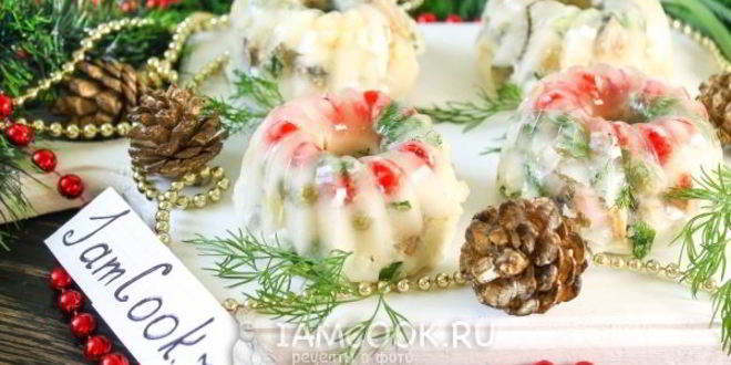 Рецепт заливного салата оливье со шпротами