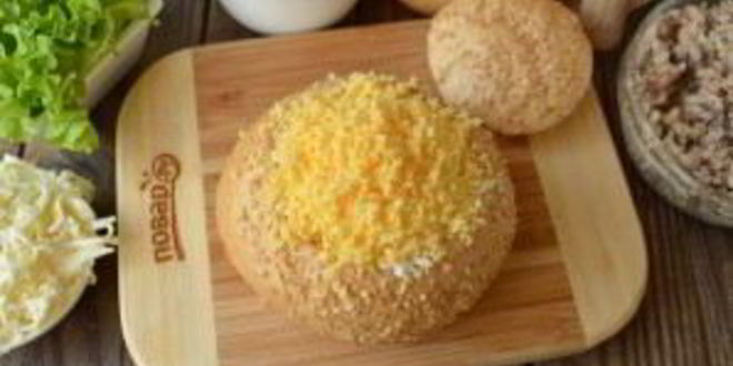 Рецепт булочек, фаршированных салатом мимоза