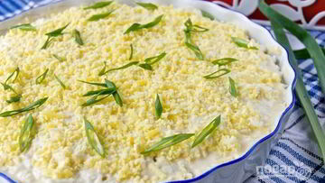 Рецепт Салата Мимоза с горбушей консервированной