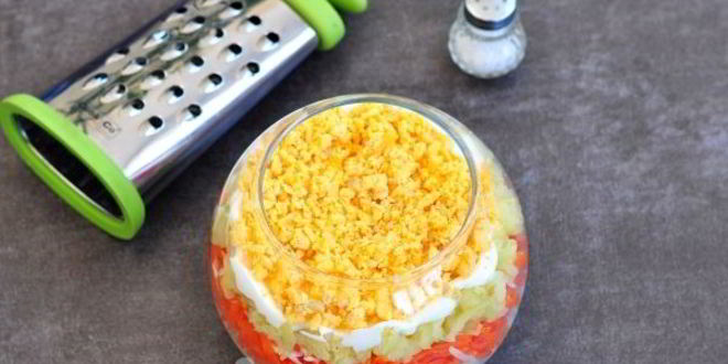 Рецепт салата мимоза с печенью трески