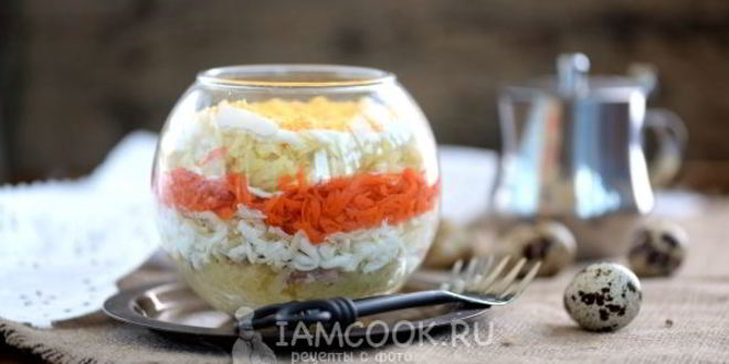 Рецепт салата мимоза с печенью трески