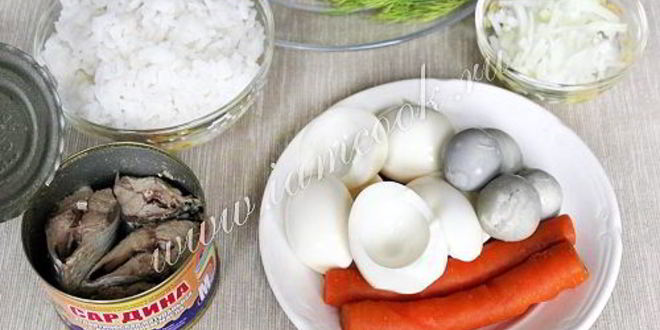 Рецепт салата мимоза с рисом