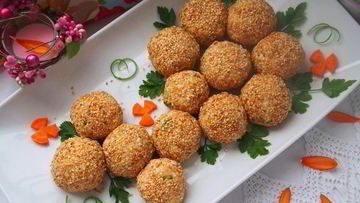 Рецепт Салатных шариков Мимоза в кунжуте