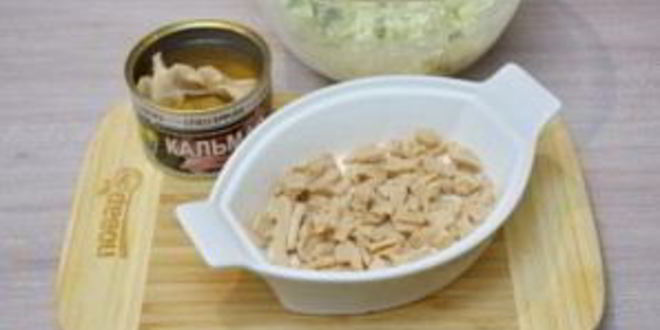 Рецепт салата кальмары под шубой