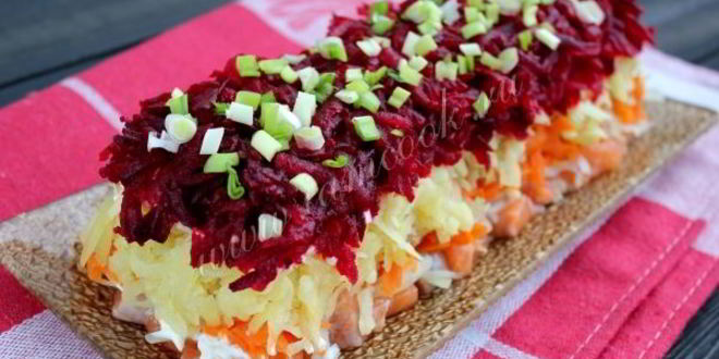 Рецепт салата семга под шубой