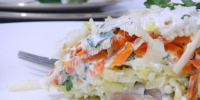 Рецепт селедки под легкой шубой с яблоком