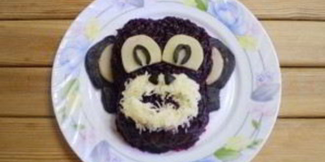 Рецепт селедки под шубой в виде обезьянки