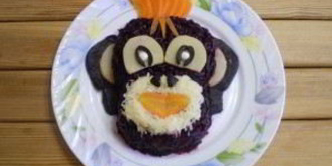 Рецепт селедки под шубой в виде обезьянки