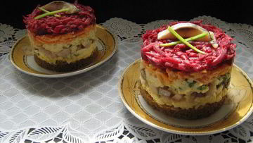 Рецепт Селедочки под шубой на бородинском хлебушке