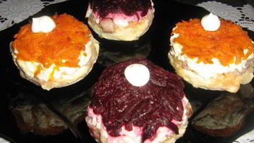 Рецепт Закусочных пирожных Селедка под шубой