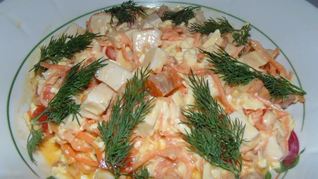 Рецепт Салата с копченой курицей и корейской морковью