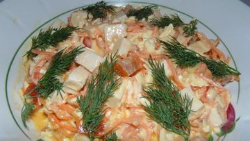 Рецепт Салата с копченой курицей и корейской морковью