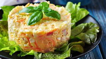 Рецепт Салата с корейской морковью и ветчиной