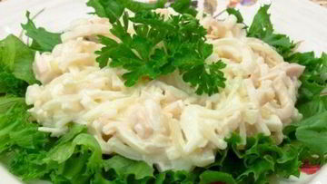 Рецепт Салата с отварными кальмарами