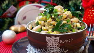 Рецепт Салата с языком, фасолью и яйцом