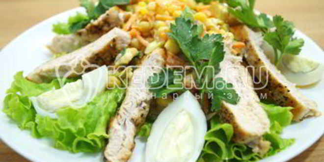 Рецепт салата с жареной куриной грудкой жасмин