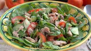 Рецепт Салата со шпинатом и тунцом