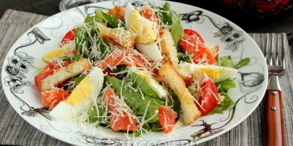 Как приготовить салат цезарь с семгой