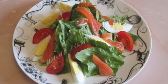 Рецепт салата цезарь с семгой